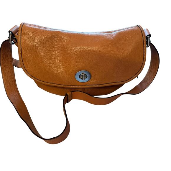 Coach Legacy Leather Saddle Crossbody Bag – Orange / Tan, Style F15770 - Picture 1 of 13